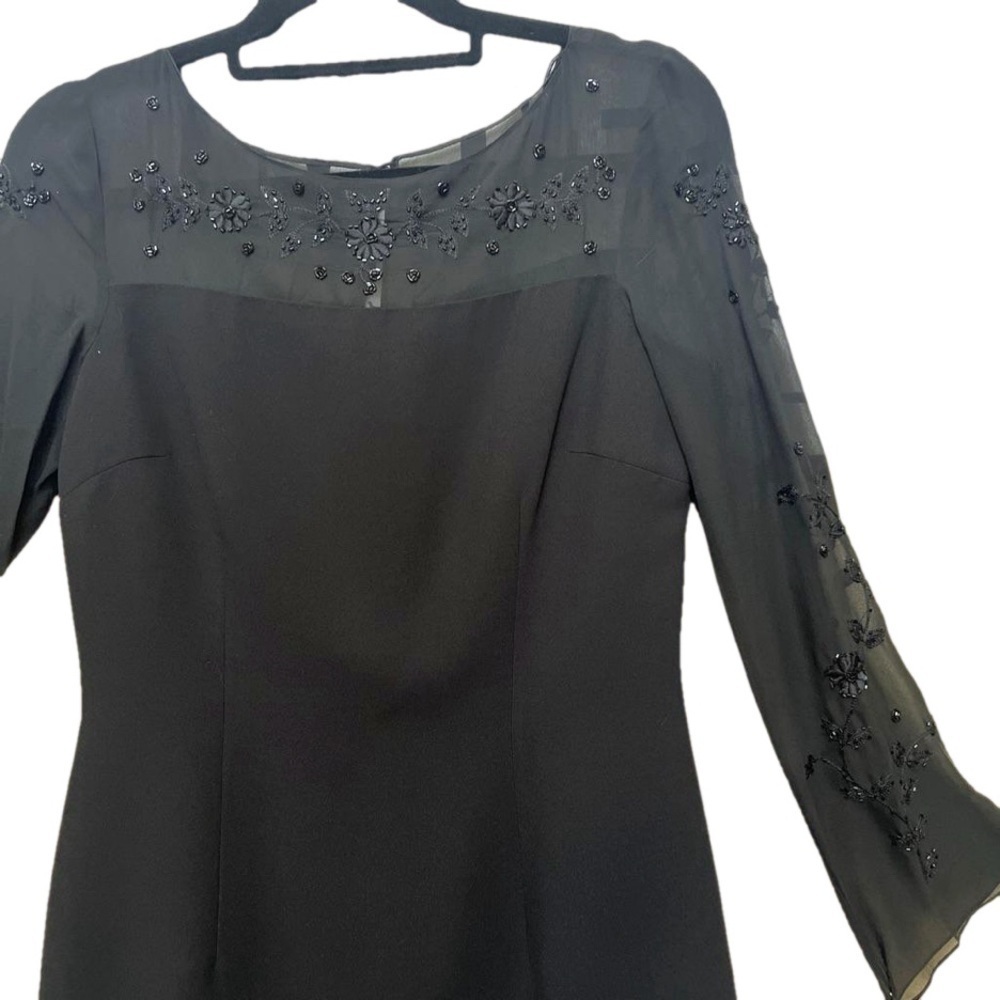 Maggy London floral embroidered black dress